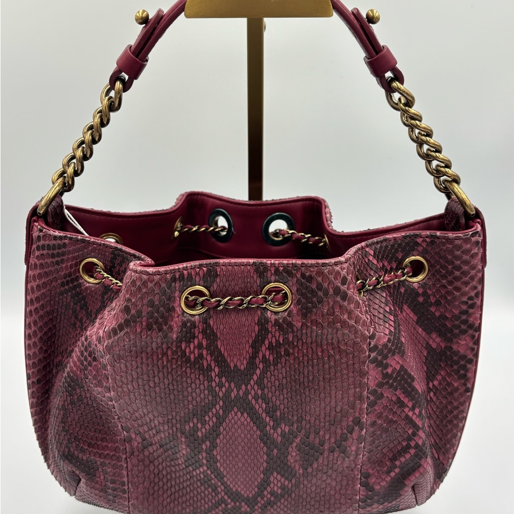 Chanel Paris Rome Drawstring CC Bag Red Python Gabrielle with FULL Inclusion - Picture 5 of 16